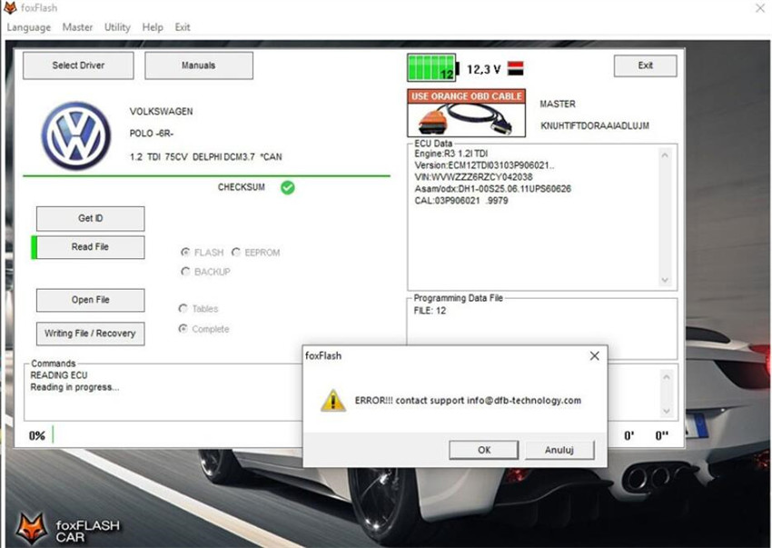 godiag gt100 failed to read vw dcm 3.7 solution 3